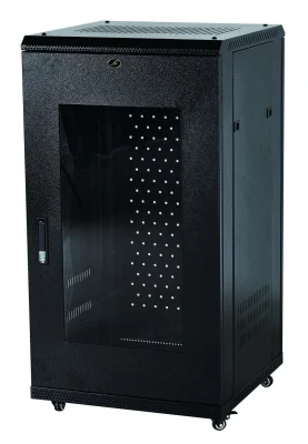 Шкаф данных для сетевой серверной стойки 19 дюймов со стеклянной дверью и стальным корпусом, напольный, 22U