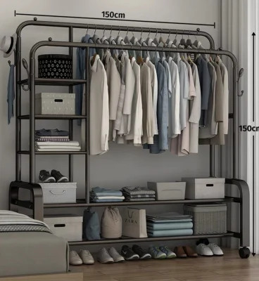Вешалка для одежды на заказ с регулируемыми полками, простой металлический шкаф для хранения в открытой спальне, подвесной шкаф