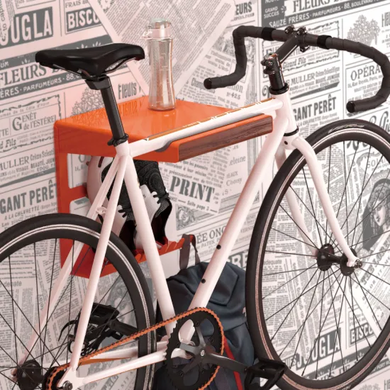 Вешалка для хранения велосипедов Настенное крепление для велосипеда с открытой полкой и крючками для гаража или дома